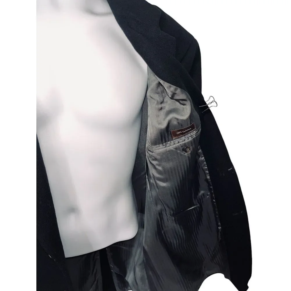 Joseph &‎ Lyman Mens 46 Reg Black Pure 100% Cashmere Sport Coat Blazer Jacket